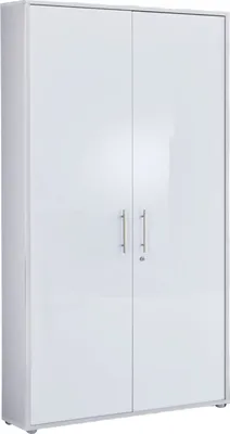 Produktbild von Aktenschrank TABOR breit / hoch in lichtgrau / weiß Hochglanz, Büroschrank, abschließbar, (BxHxT) 84,4x185,6x33 cm