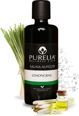 Produktbild von PURELIA Saunaaufguss Konzentrat Lemongras 100 ml natürlicher Sauna-aufguss - reine ätherische Öle