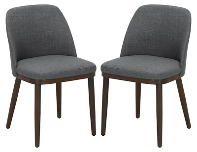Image de Lot de 2 Chaises de Salle à Manger – Chaises Design Confortables en Tissu avec Pieds en Bois Massif, Gris