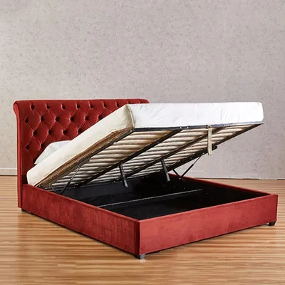 Produktbild von Royal Rot Schlafzimmer Bett Polster Betten Chesterfield Textil Stoff jvmoebel ®