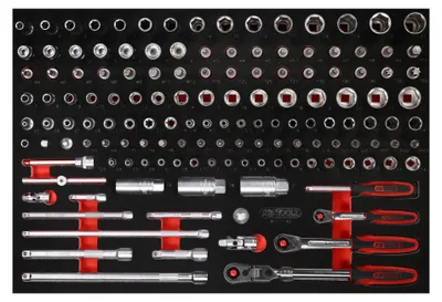 Produktbild von KS Tools 1/4 + 3/8 Steckschlüssel-Satz in Schaumstoffeinlage, 142-tlg.