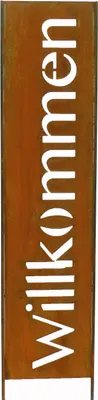 Produktbild von Edelrost Sichtschutz Wand Schild Willkommen, Gartendekoration 170x32cm
