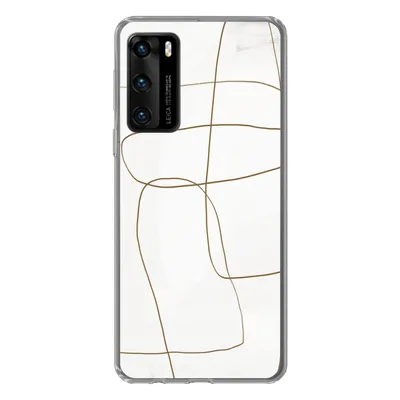 Produktbild von MuchoWow® Handyhülle Schutzhülle Hülle für Huawei P40 Kunst - Braun - Weiß - Abstrakt Silikon Softcase Handy Hülle - Handytasche