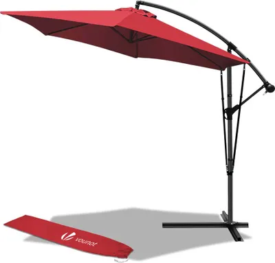 Obrázek produktu pro VOUNOT® 300 cm slunečník s výsuvnou tyčí, slunečník s protivětrnou pojistkou a ochranným obalem, červený