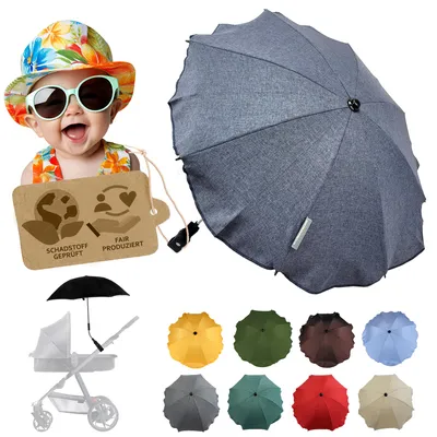 Produktbild von BAMBINIWELT Sonnenschirm für Kinderwagen Ø68cm UV-Schutz50+ Schirm Sonnensegel Sonnenschutz MELIERT marine