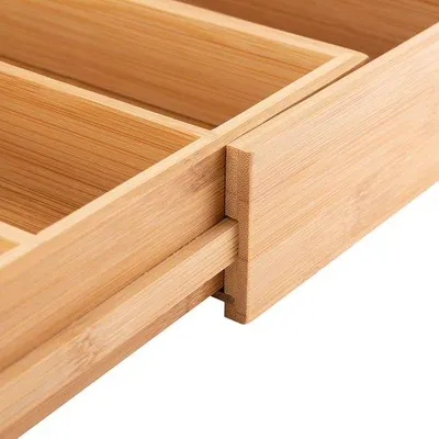 Produktbild von Famanu Besteckkasten-Einsatz aus Bambus - Braun - 48,5 x 37 x 5,3 cm - Nachhaltig - Verstellbare Fächer