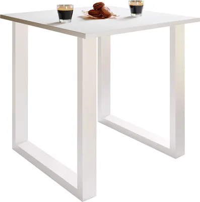 Produktbild von Træbord | H. 76 x B. 80 x D. 80 cm|Høj kvalitet og solid fodramme | Jernfødder | Køkkenbord - Xona U