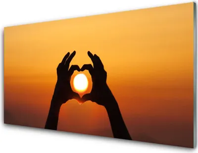 Immagine prodotto di Stampe su vetro acrilico 100x50: quadro decorativo, stampa con soggetto sole, mani, paesaggio