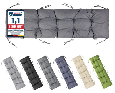 Image de Coussin de banc Garronda, 180x50 cm, environ 10 cm d'épaisseur, pour l'extérieur, idéal pour bancs de jardin et hamacs balançoires. Coussin d'assise imperméable et résistant aux UV, avec attaches, couleur graphite, référence GD-0219