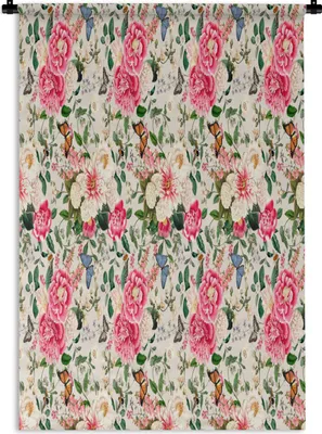 Produktbild von MuchoWow® Wandteppich Wandbehang Blumen - Farben - Schmetterling 120x180 cm Tapisserie Dekoration Wandtuch - Schlafzimmer - Dekorationen für das Haus