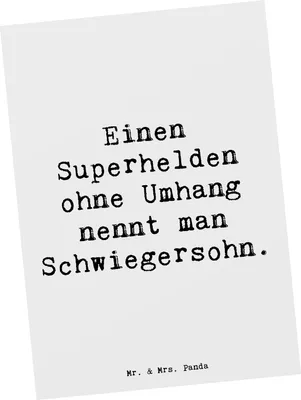 Produktbild von Mr. & Mrs. Panda Grußkarte Spruch Held Schwiegersohn - Weiß - Geschenk, Geschenke, Liebe, Anerkennung, Humor, Fotokarte, Schwiegereltern, Familie, Beziehung, Postkarten