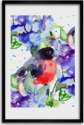 Produktbild von Bild - Bilderrahmen - 40 cm x 60 cm - MDF - Rahmen - Wandkunst - Vögel und Blumen