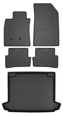 Zdjęcie produktu dla Dywaniki gumowe + mata bagażnika do Renault Clio III 2008-2012 (kombi, górny poziom podłogi) – czarne, dopasowane – Wielganizator SolidPRO