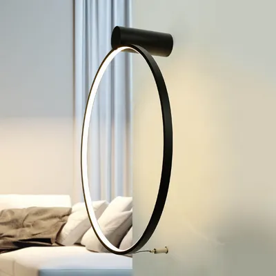 Produktbild von LED Wandlampe Aluminium 3000 K warmweißes Licht 560 lm 45 cm breit Schwarz rund Modern Wandleuchte
