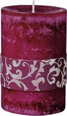 Produktbild von durchgefärbte, handgegossene Stumpen Kerzen Ruban Weihnachtskerzen 10 x 6,5 cm Brombeer