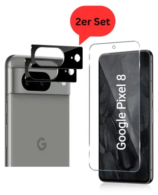 A product image showing a phone case and screen protector set for a Google Pixel 8.