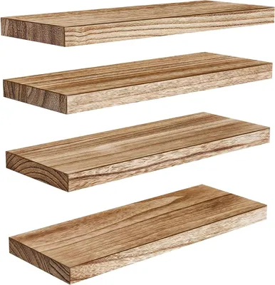 Produktbild von Schwebendes Wandregal aus Holz 40 cm - Set von 4 Wandregalen für Badezimmer, Schlafzimmer, Büro und Küche