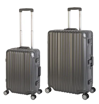 Image de set de 2 valises de voyage, bagages à main, valise L, coque dure en polycarbonate Alu Trolley Travelhouse London Set de 2 valises S, L, Gris