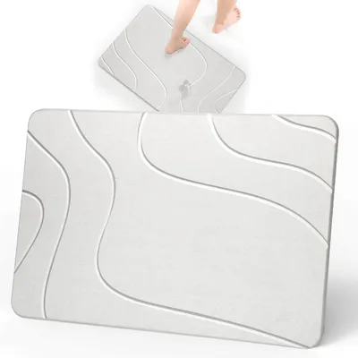 Obrázek produktu pro Podložka do koupelny Euqvunn z kieselgur, rozměry 60 x 39 cm, tloušťka 10 mm – rychleschnoucí
