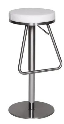 Produktbild von Barhocker WL1.292 Weiß Edelstahl höhenverstellbare Sitzfläche 54 - 79 cm | Design Barstuhl mit Rückenlehne | Bistrohocker Barsitz Gepolstert | Thekenhocker 360° Drehbar | Tresenstuhl Modern