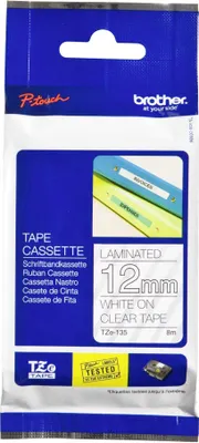 Produktbild von Brother Schriftbandkassette TZE-135 farblos/weiß 12 mm