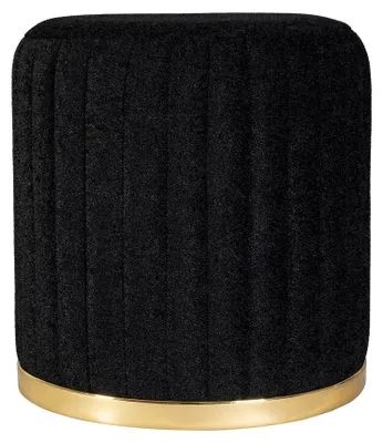 Produktbild von Doric Pouf aus schwarzem Samt mit goldenem Sockel