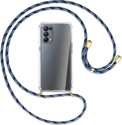 Produktbild von Handykette Backcover-Schutzhülle mit Band (Metall goldfarben) für Oppo Reno5 Pro 5G - Blautöne