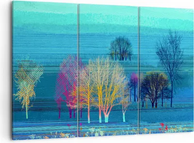 Produktbild von Bild auf Leinwand - Leinwandbild - Bäume Wiese Sommer - 105x70cm - Wand Bild - Wanddeko - Leinwanddruck - Bilder - Kunstdruck - Wanddekoration - Leinwand bilder - Wandkunst - CE105x70-4100