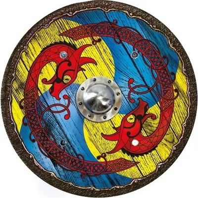 Produktbild von Wikingerschild Drache blau-gelb