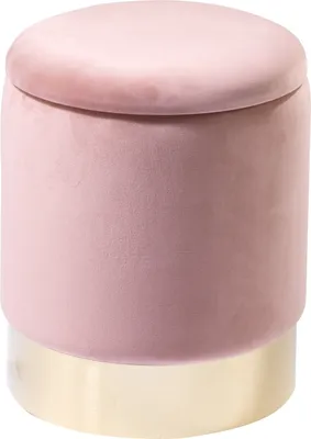 Produktbild von Hocker - Rosa - Goldgelb - Ø 31 cm - Samtbezug - mit abnehmbarem Deckel