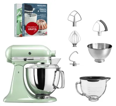 Produktbild von KitchenAid 4,8 L 5KSM175 Artisan Küchenmaschine Glasset mit Glasschüssel Pistazie