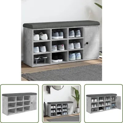Zdjęcie produktu dla The Living Store Ławka na buty betonowa szara 102x32x50 cm Materiał drewnopochodny