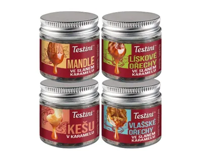 Obrázok produktu pre Darčeková sada karamelových orieškov Testini®, 4ks v balení