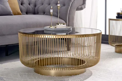 Produktbild von Couchtisch Variation 80cm gold Schwarzglas 43233