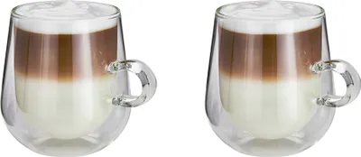 Zdjęcie produktu dla Zestaw 2 filiżanek do latte Judge, szkło borokrzemianowe, 10x14 cm, 475 ml, przezroczyste
