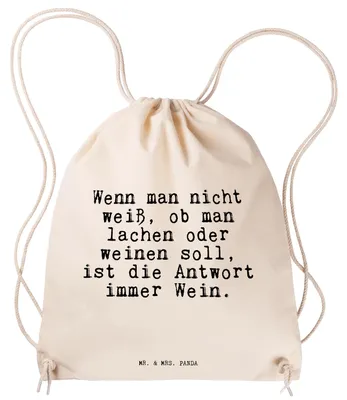 Produktbild von Mr. & Mrs. Panda Turnbeutel Wenn man nicht weiß,... - Transparent - Geschenk, Freundin, Kleiner Rucksack, Liebeskummer, wander, Beutel, Trauer, Jutebeutel, Sprüche