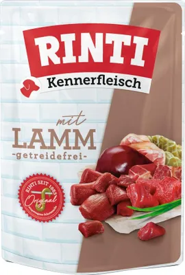 Produktbild von Rinti Kennerfleisch Lamm Frischebeutel – Nassfutter für ausgewachsene Hunde 10 x 400 g