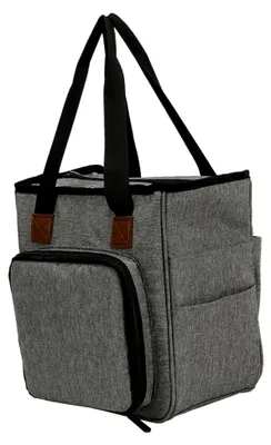 Produktbild von Stylische Aufbewahrungstasche für Wollgarn in Grau mit großem Volumen und mehreren Fächern