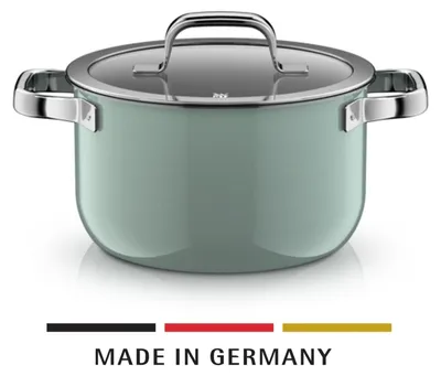Produktbild von WMF Fusiontec Mineral Pro Kochtopf mit Deckel, 20 cm, Eucalyptus Haze 05.1980.5290, 3,7 l, Rund, Grün, Edelstahl, Fusiontec, Edelstahl