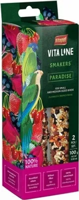 Productafbeelding van Smakers Vitaline Paradise, voeding voor kleine en middelgrote papegaaien, Vitapol, 100g, 2 stuks.