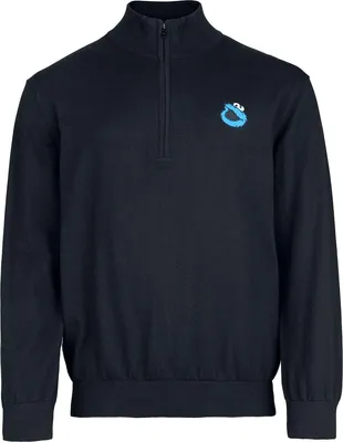 Produktbild von Sesame Street Strickpullover Herren Cookie Monster - Krümelmonster - Troyer schwarz L