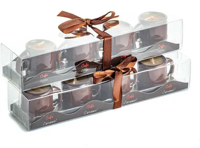 Produktbild von 2er Set Kaffeetassenkerzen 4x caramel/ 4x Kaffee