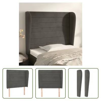 Produktbild von The Living Store Kopfteil mit Ohren Dunkelgrau 103x23x118/128 cm Samt