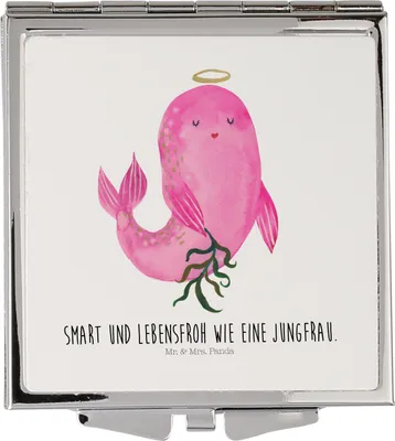 Produktbild von Mr. & Mrs. Panda Schminkspiegel Sternzeichen Jungfrau - Weiß - Geschenk, klappbar, Kosmetikspiegel, klein, Mini Spiegel, Meerjungfrau, Jungfer, Geburtstag September