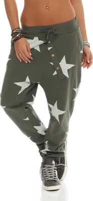 Produktbild von 132_Damen Hose Sweatpants Jogginghose Freizeithose mit Sternen Graphit