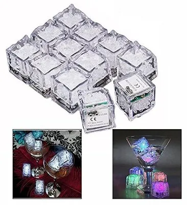12 LED-Eiswürfel, bunt, blinkend, leuchten in Flüssigkeit