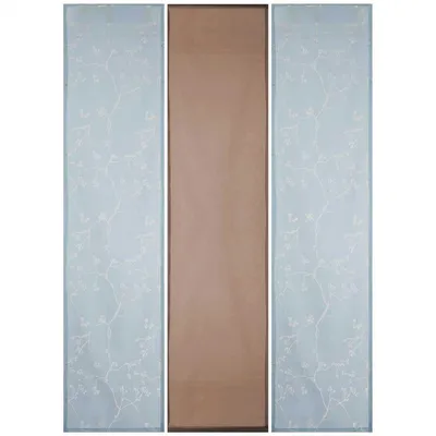 Three panel curtains displayed vertically against a white background.