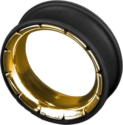 Produktbild von viva-adorno 1 Stück 14mm Silikon Flesh Tunnel Plug Ohr Piercing Edelstahl Inlay gold Größe 8 - 26mm verschiedene Farben Z287, schwarz