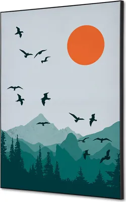 Produktbild von Showdown Spannstoff Wanddekoration - Set DIN A2 - Sonne und Vögel - Schwarzer Rahmen