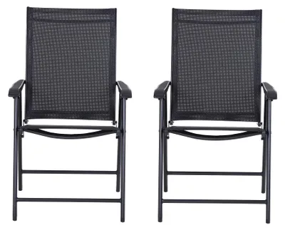 Produktbild von Set mit 2 klappbaren Gartenstš¹hlen mit Armlehnen aus Metall und Texteline, 58 x 64 x 94 cm, Schwarz